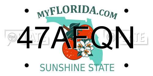 47AFQN Florida License Plate