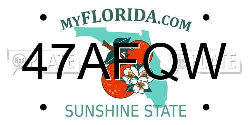 47AFQW Florida License Plate
