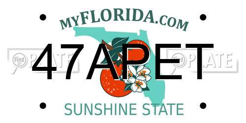47APET Florida License Plate