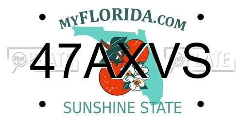 47AXVS Florida License Plate