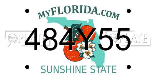 484Y55 Florida License Plate