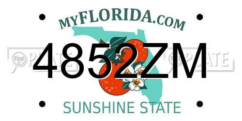 4852ZM Florida License Plate