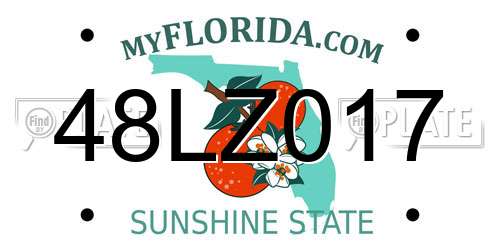 48LZ017 Florida License Plate