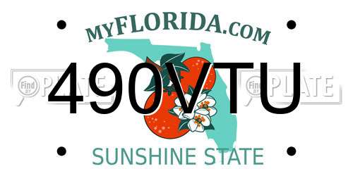 490VTU Florida License Plate