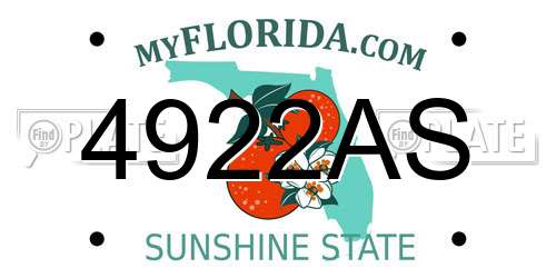 4922AS Florida License Plate