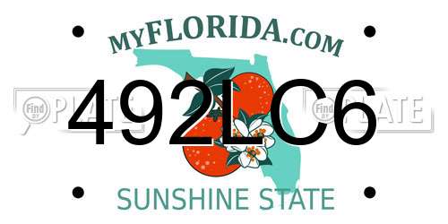 492LC6 Florida License Plate