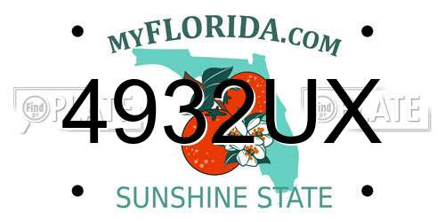 4932UX Florida License Plate