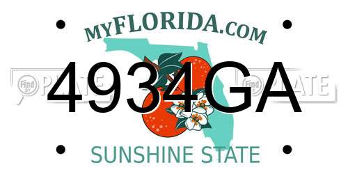 4934GA Florida License Plate