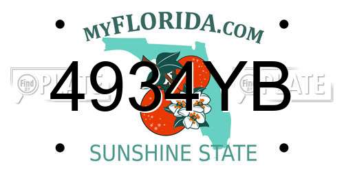 4934YB Florida License Plate