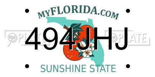 494JHJ Florida License Plate