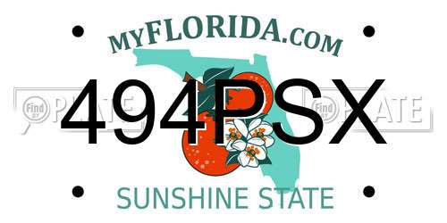 494PSX Florida License Plate