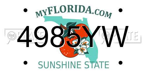 4985YW Florida License Plate