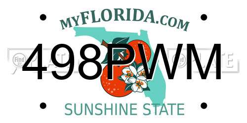 498PWM Florida License Plate