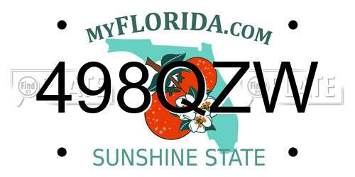498QZW Florida License Plate