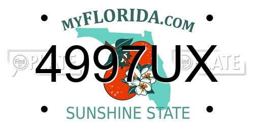 4997UX Florida License Plate