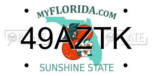 49AZTK Florida License Plate