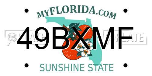 49BXMF Florida License Plate