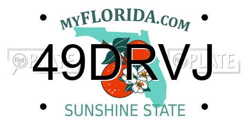 49DRVJ Florida License Plate