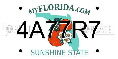 4A77R7 Florida License Plate