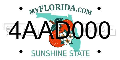 4AAD000 Florida License Plate