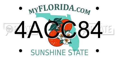 4ACC84 Florida License Plate