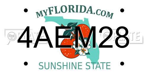 4AEM28 Florida License Plate