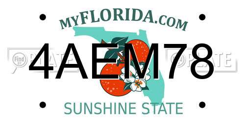 4AEM78 Florida License Plate