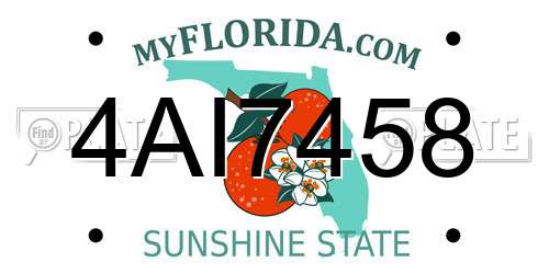 4AI7458 Florida License Plate