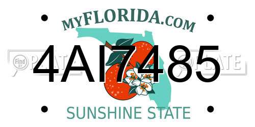4AI7485 Florida License Plate