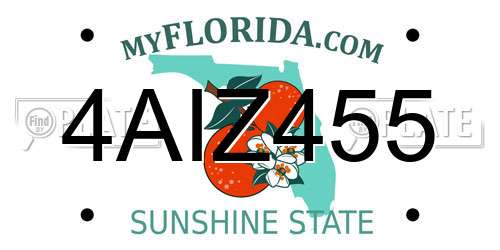 4AIZ455 Florida License Plate