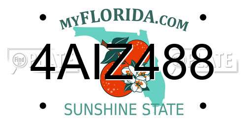 4AIZ488 Florida License Plate