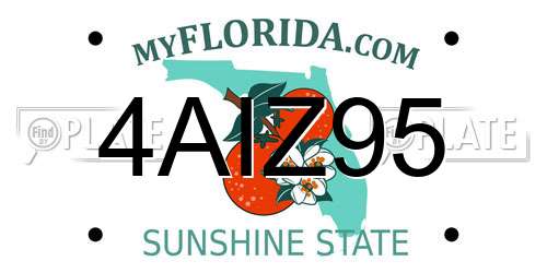 4AIZ95 Florida License Plate