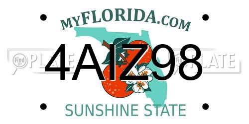 4AIZ98 Florida License Plate