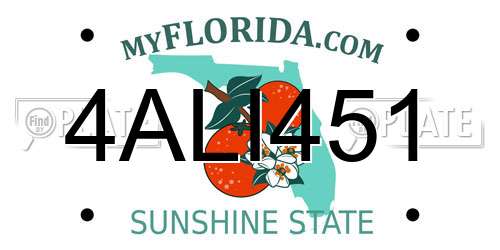 4ALI451 Florida License Plate