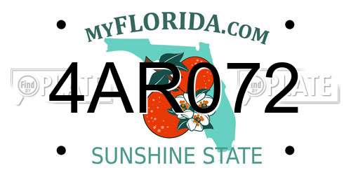 4AR072 Florida License Plate