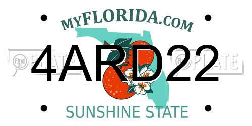 4ARD22 Florida License Plate