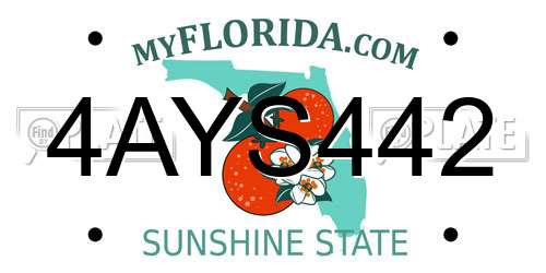 4AYS442 Florida License Plate