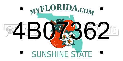 4B07362 Florida License Plate