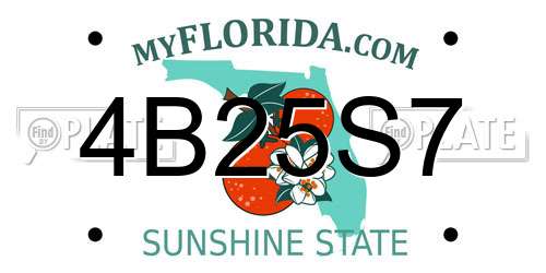 4B25S7 Florida License Plate