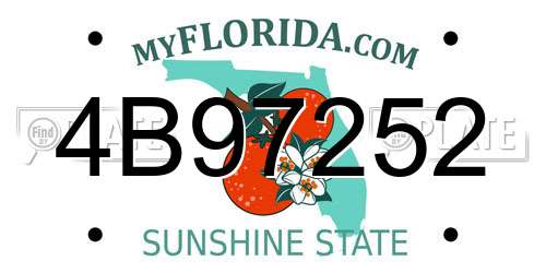 4B97252 Florida License Plate