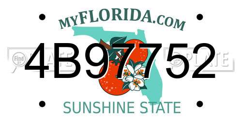4B97752 Florida License Plate