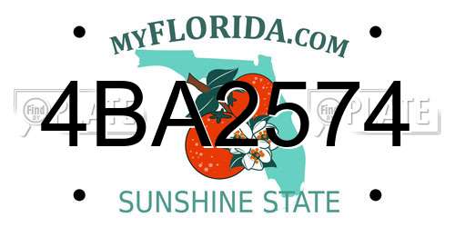 4BA2574 Florida License Plate