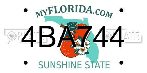 4BA744 Florida License Plate