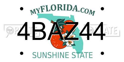 4BAZ44 Florida License Plate