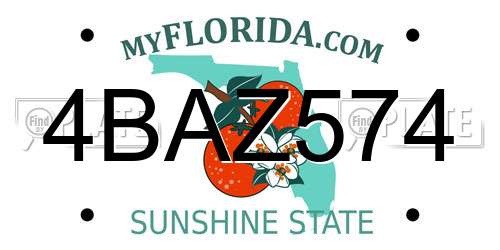 4BAZ574 Florida License Plate