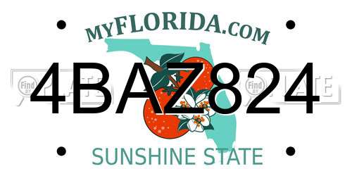 4BAZ824 Florida License Plate