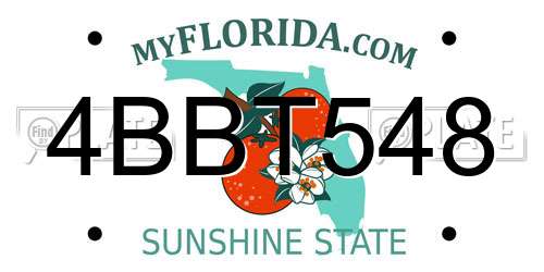 4BBT548 Florida License Plate