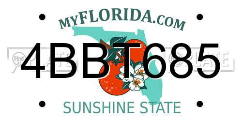 4BBT685 Florida License Plate