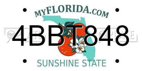 4BBT848 Florida License Plate