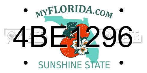4BE1296 Florida License Plate